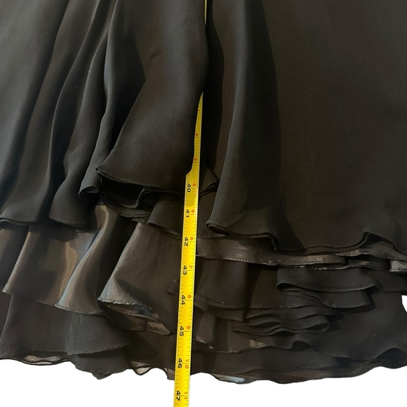 Vintage De Oscar Collection 100% Silk Beaded Fringe Halter Midi Dress Sz 8 EUC - Picture 14 of 16